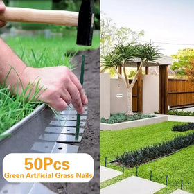Bakulyor green edging stakes anchors blend with lawn for secure borders