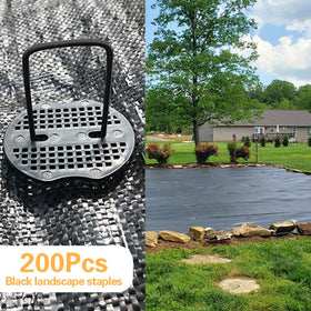 Bakulyor staples fix weed barrier and turf with sharp tips.