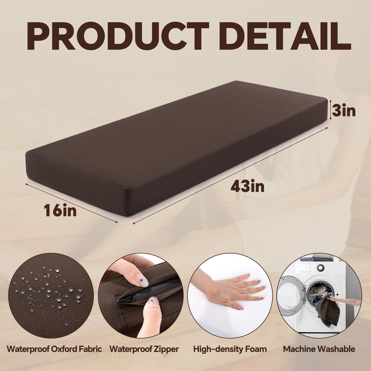 BALAPET High-density foam core provides durable, supportive seating in saunas.
