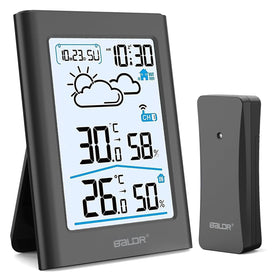Baldr indoor outdoor thermometer display shows real-time temps and trends