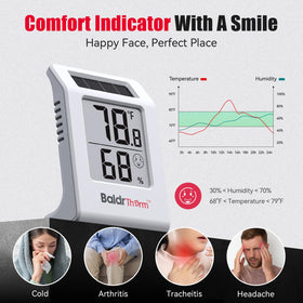 BaldrTherm comfort indicator shows ideal indoor conditions.