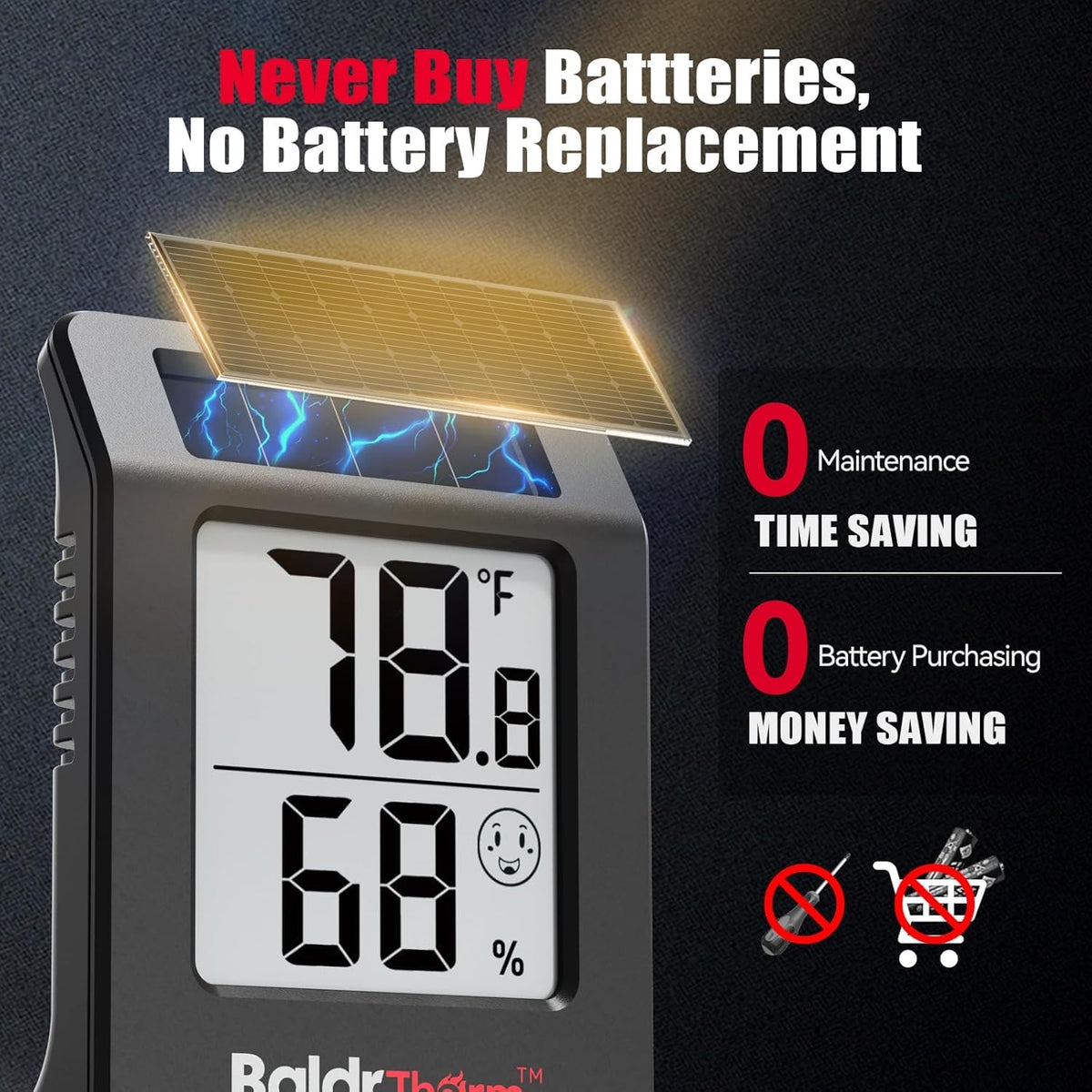 BaldrTherm solar panel energy source shown in bright environment.