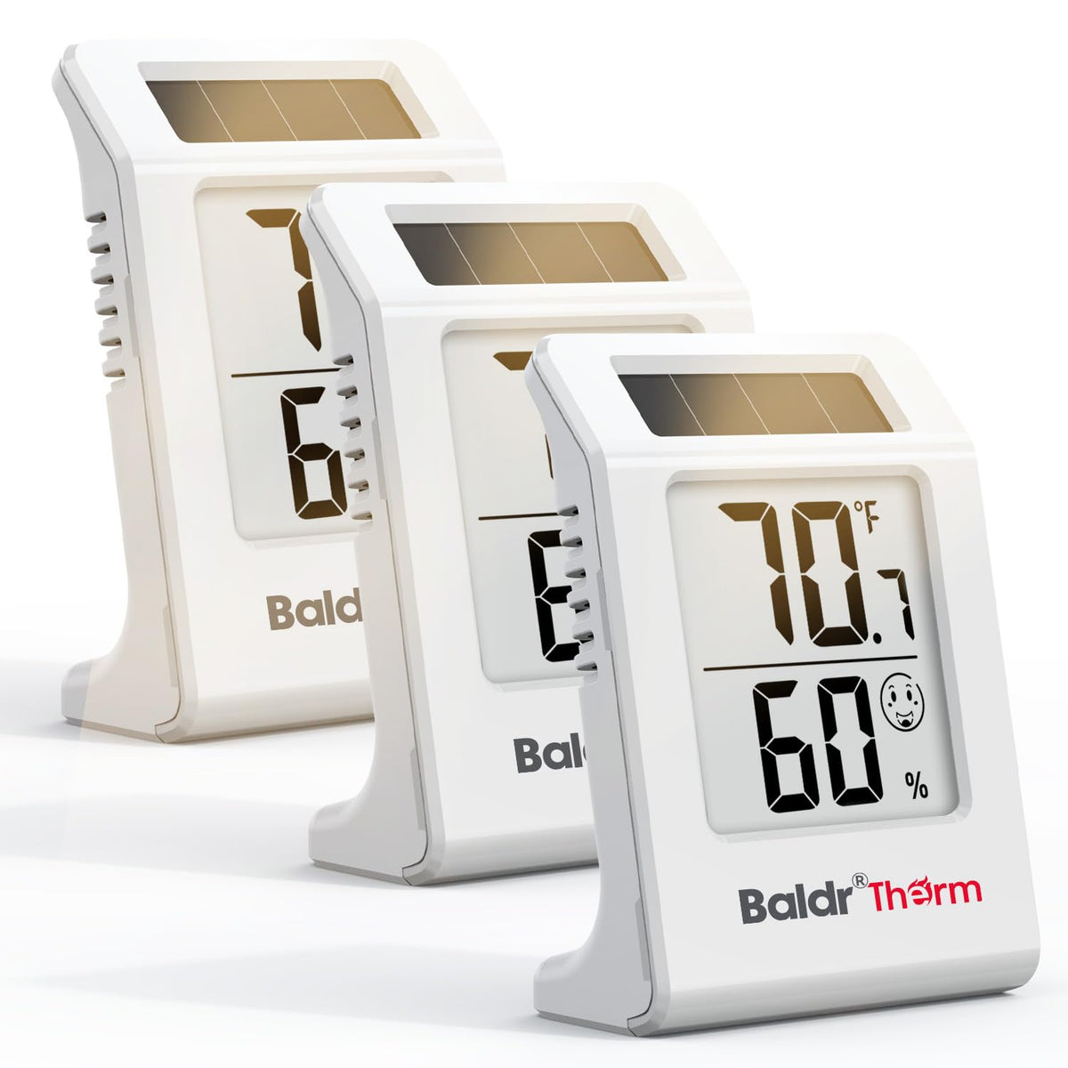 BaldrTherm solar-powered display for continuous room readings.