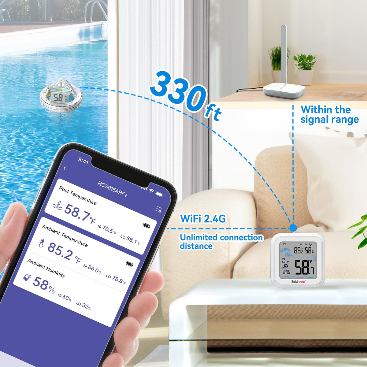 BaldrTherm WiFi gateway enabling real-time monitoring via app