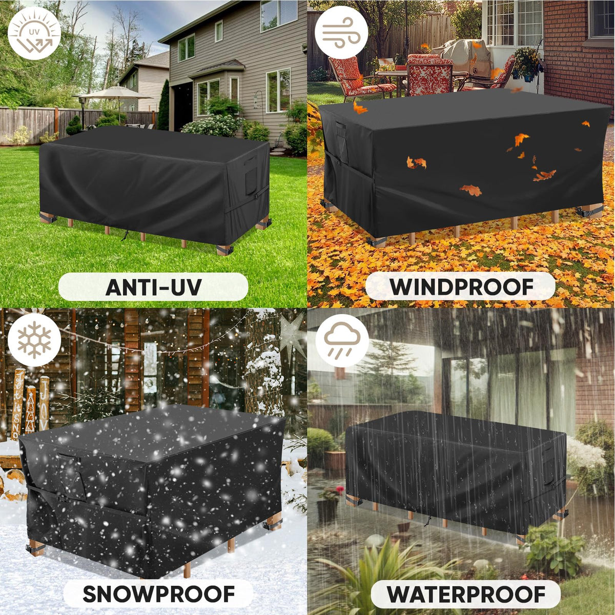 BALEINE cover in use protects chairs and sofas during rain