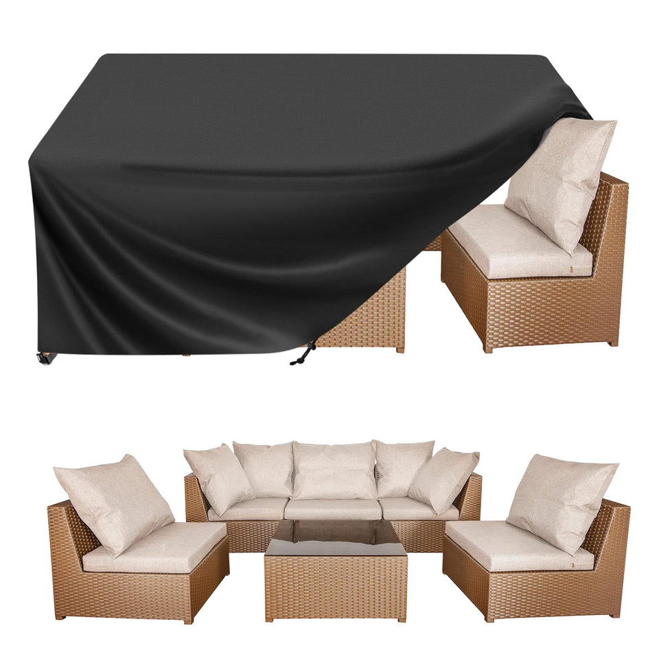 BALEINE patio cover on rectangular table provides waterproof protection
