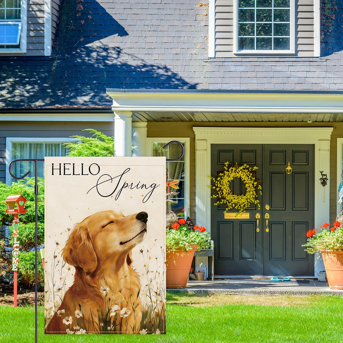 Balgardekor burlap texture garden flag adds rustic curb appeal for yards.