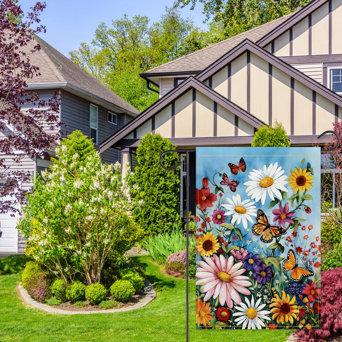 Balgardekor Daisy flag features seasonal floral design for garden decor.
