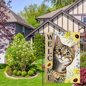 Balgardekor sunflowers cat flag ideal for indoor or outdoor seasonal decor.