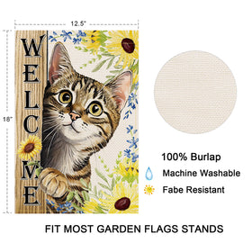 Balgardekor sunflower cat flag fits standard flagpoles for easy setup.