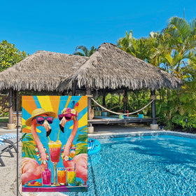 Balgardekor Sunlit flag design enhances porch or garden ambiance.