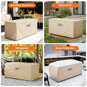 BALI OUTDOORS khaki fire pit cover shields the pit from dust and debris.