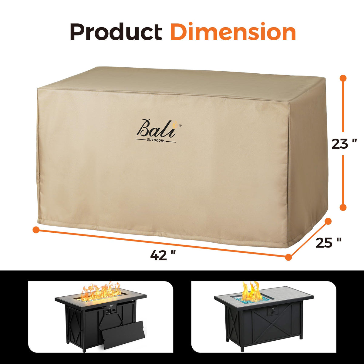 BALI OUTDOORS rectangular fire pit cover offers weather resistance for any season.