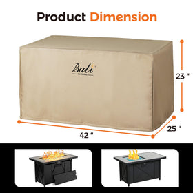 BALI OUTDOORS rectangular fire pit cover offers weather resistance for any season.