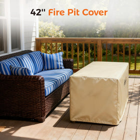 BALI OUTDOORS weatherproof fire pit cover fits rectangular pits and resists elements.