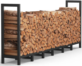 Balie Space 8ft firewood rack with 14 legs for outdoor stability and airflow.