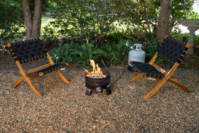 Balkene Home Sava teak-toned oil finish complements any patio.