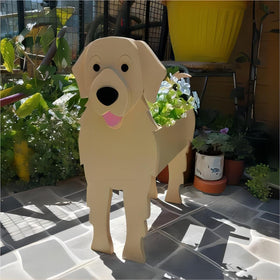 Bamboo's Grocery LoKii dog planter with plant inside for versatile indoor outdoor display.
