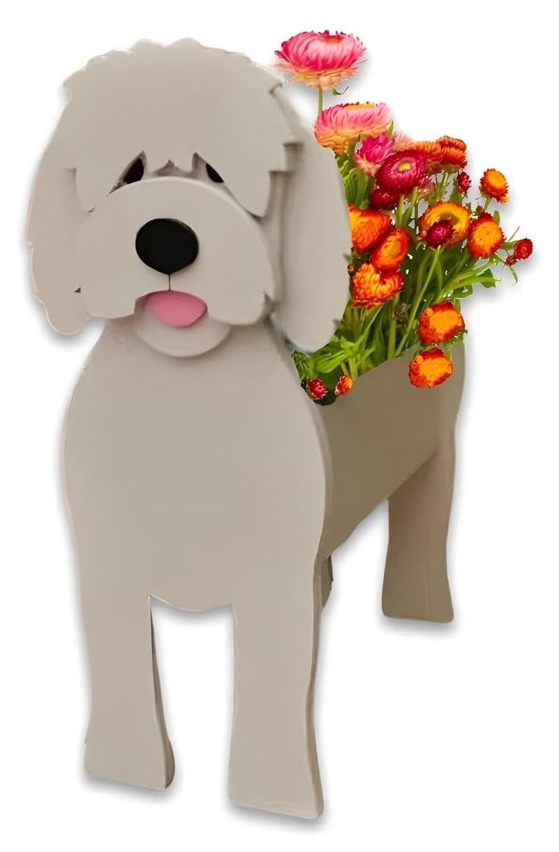 Bamboo's Grocery LoKii Golden Doodle dog planter, dog-shaped indoor planter for vivid plant displays.