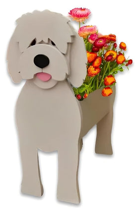 Bamboo's Grocery LoKii Golden Doodle dog planter, dog-shaped indoor planter for vivid plant displays.