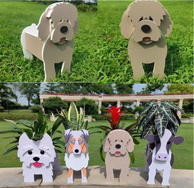 Cute dog exterior adds charm while supporting soil and plant weight.