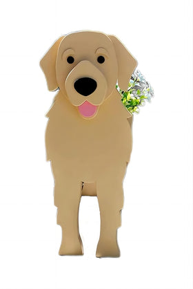 Bamboo's Grocery LoKii dog planter front view, sturdy PVC to support healthy soil.