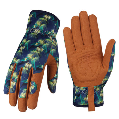 Bamllum leather gardening gloves close-up showing durable palm grip for tough tasks