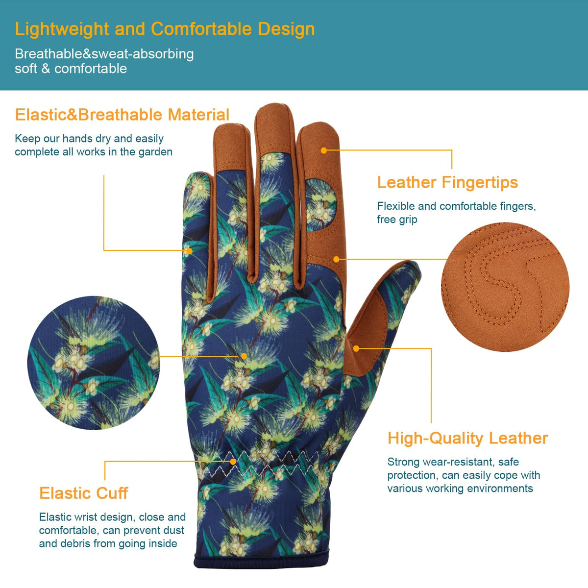 Bamllum women's gardening gloves on hand demonstrating flexible fit for precise tool handling