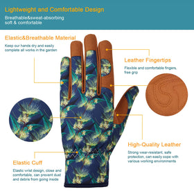 Bamllum women's gardening gloves on hand demonstrating flexible fit for precise tool handling