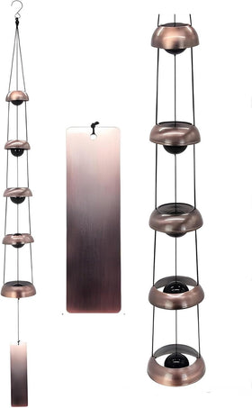 BamOYObu copper temple wind chimes outdoors with five bells for calm ambience