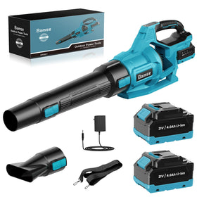 Bamse leaf blower cordless 21V blue in action for fast leaf removal