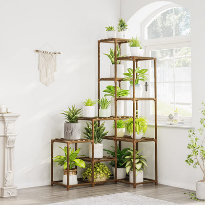 Bamworld 55-inch tall plant stand in a corner display for organized, stylish greenery.