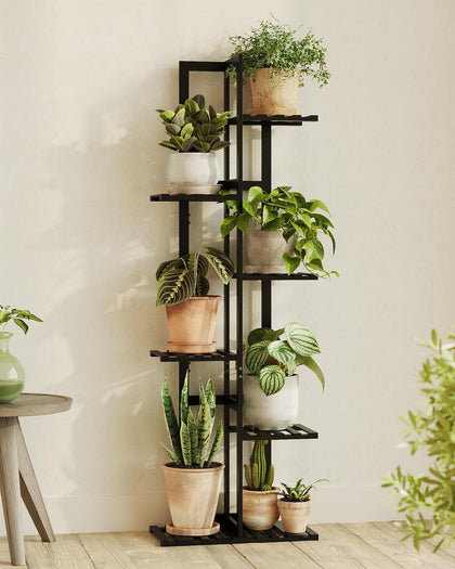 Bamworld 6-tier plant shelf saves floor space with versatile vertical storage.