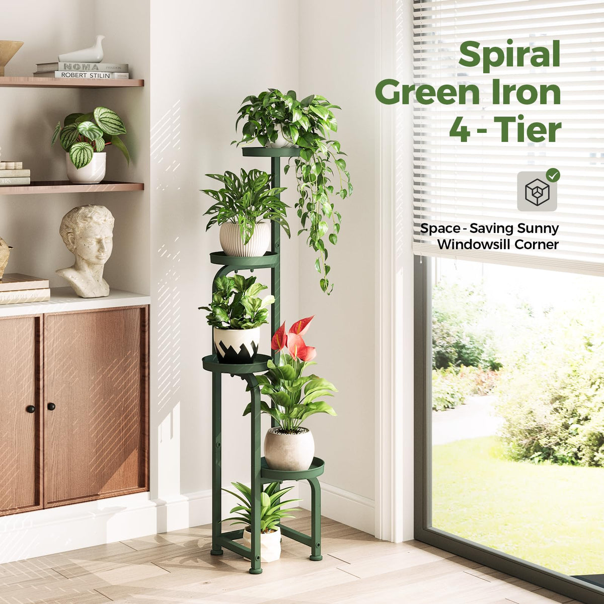 Bamworld adjustable feet keep the stand level on uneven floors for stability.