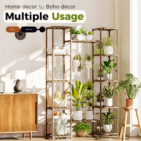Bamworld plant stand with included instruction manual, hammer, and gloves for easy assembly.