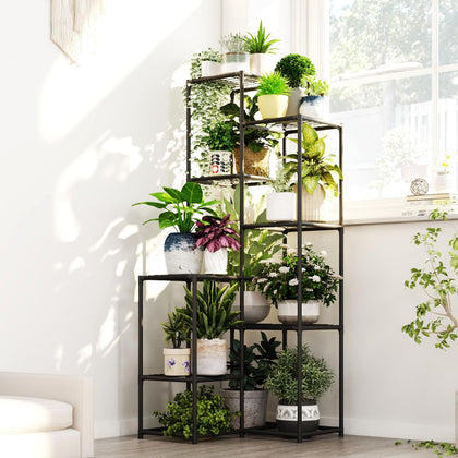 Bamworld 54.7-inch tall plant stand maximizes corner space for vertical plant display