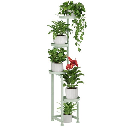 Bamworld corner plant stand with four mint-green tiers for compact indoor display.