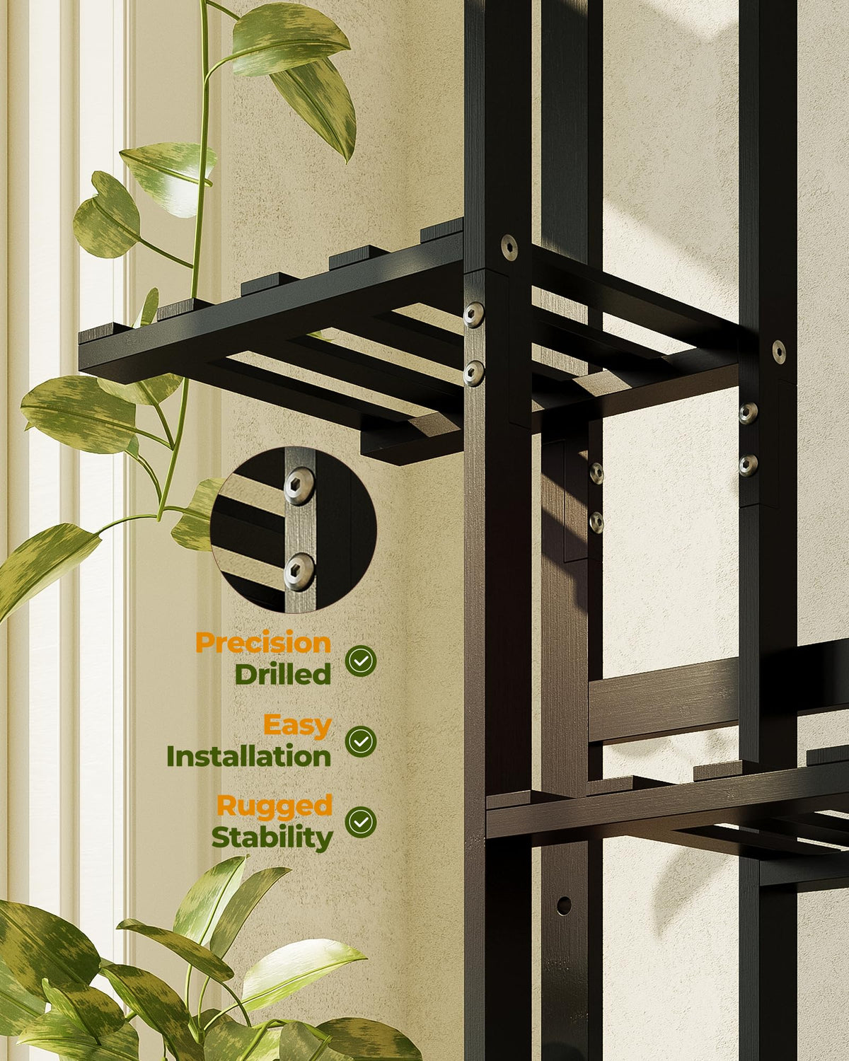 Bamworld corner plant stand placed in a living room for vibrant decor.