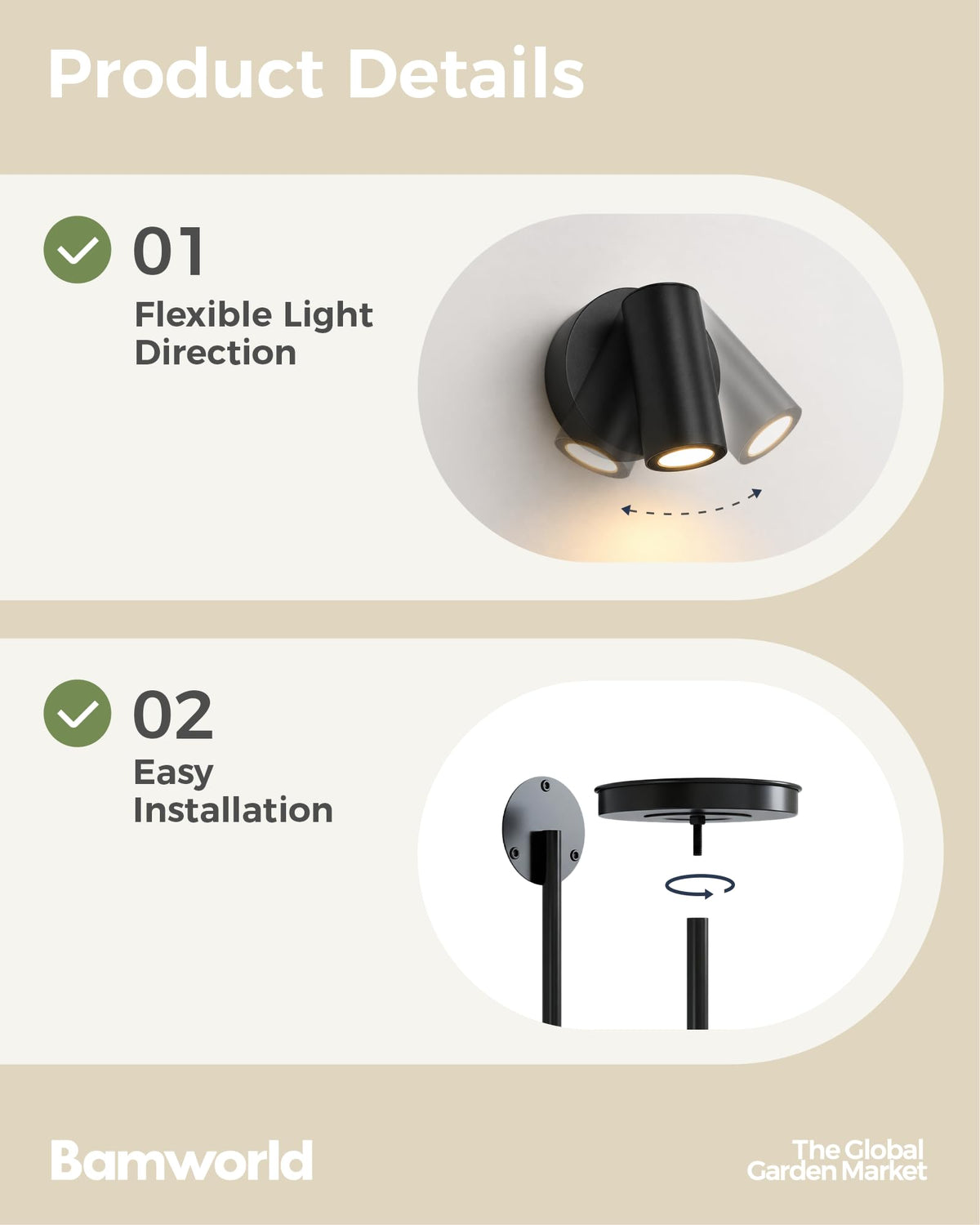 Bamworld easy-install hardware included for quick wall-mount setup.