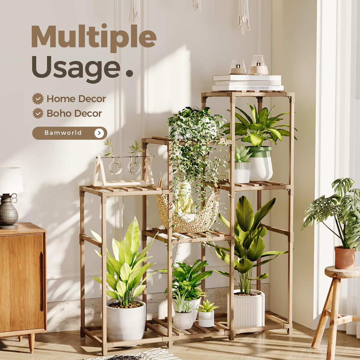 Bamworld capacity for eight pots keeps plants organized.