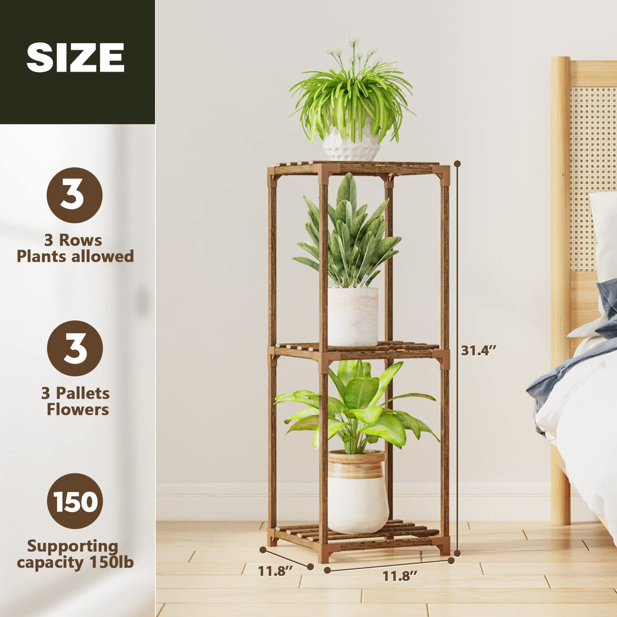 Bamworld eucalyptus wood stand with carbonized finish for longevity.