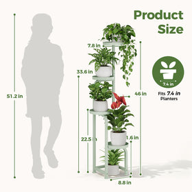 Bamworld four-tier tall plant shelf highlights spiral design for lighting variety.