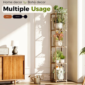 Bamworld indoor outdoor wood plant rack adds versatile greenery anywhere.
