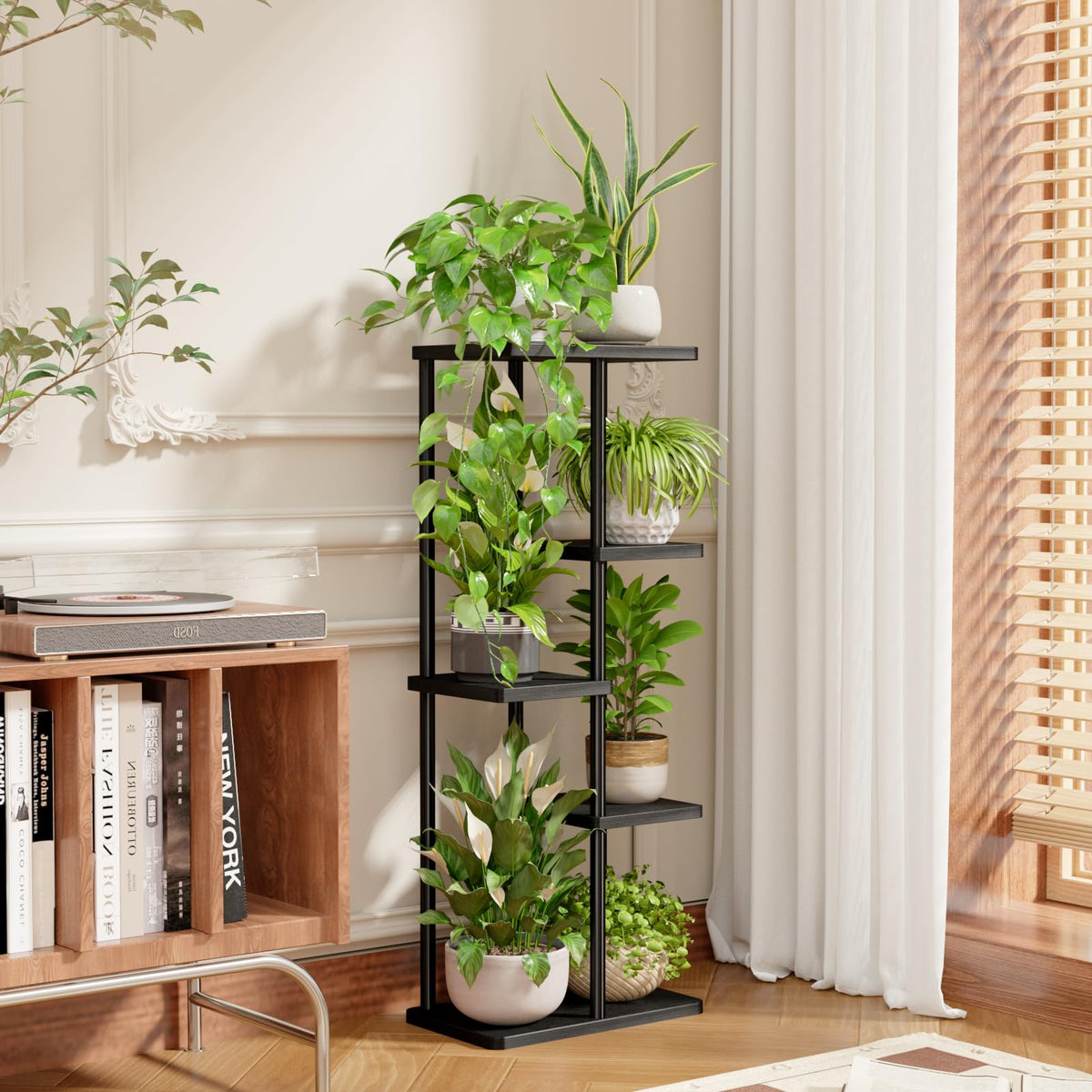 Bamworld indoor plant rack fits tight spaces with stylish appeal