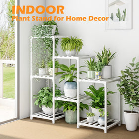 Bamworld ladder design holds seven pots for easy, organized display.