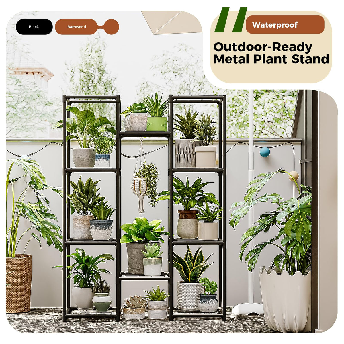 Bamworld large plant holder designed for garden use and weather resistance.
