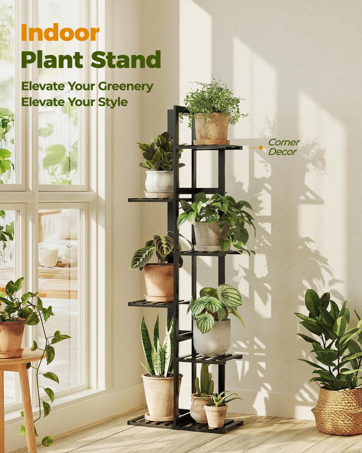 Bamworld plant stand demonstrates strong load capacity for heavier pots.