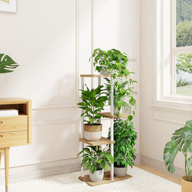 Bamworld metal plant shelf close-up showing sturdy frame for daily plant displays.