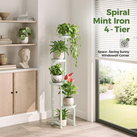 Bamworld metal plant stand for indoor-outdoor use provides a durable vertical garden.
