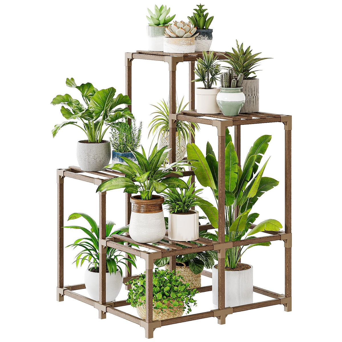 Bamworld multi-functional plant display rack for living spaces